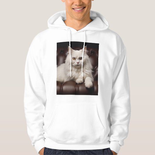 Majestueuze witte kat hoodie (Voorkant)