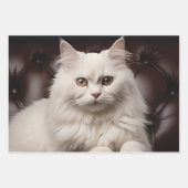 Majestueuze witte kat inpakpapier vel (Voorkant 2)