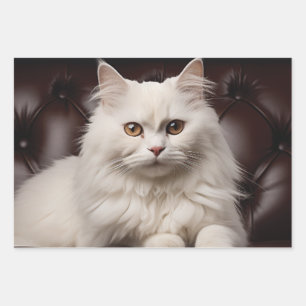 Majestueuze witte kat inpakpapier vel