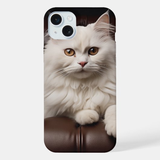 Majestueuze witte kat iPhone hoesje (Achterkant)