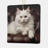 Majestueuze witte kat keramisch ornament (Links)