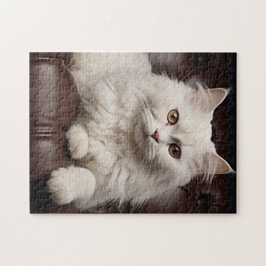 Majestueuze witte kat legpuzzel (Horizontaal)