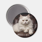 Majestueuze witte kat magneet (Voorkant / Achterkant)