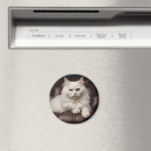 Majestueuze witte kat magneet (Insitu (Vaatwasser))