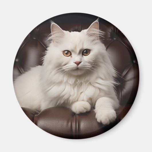 Majestueuze witte kat magneet (Voorkant)