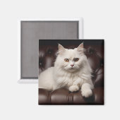 Majestueuze witte kat magneet (Voorkant / Achterkant)