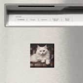 Majestueuze witte kat magneet (Insitu (Vaatwasser))