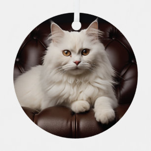 Majestueuze witte kat metalen ornament