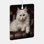 Majestueuze witte kat metalen ornament (Voorkant Rechts)