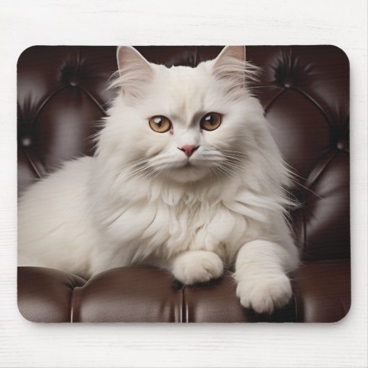 Majestueuze witte kat muismat (Voorkant)