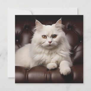 Majestueuze witte kat notitiekaartje