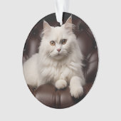 Majestueuze witte kat ornament (voorkant)