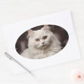 Majestueuze witte kat ovale sticker (Envelop)