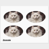 Majestueuze witte kat ovale sticker (Vel)
