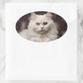 Majestueuze witte kat ovale sticker (Tas)