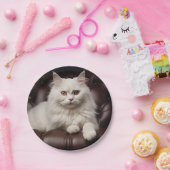Majestueuze witte kat papieren bordje (Feest)