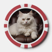 Majestueuze witte kat poker chips (Voorkant)