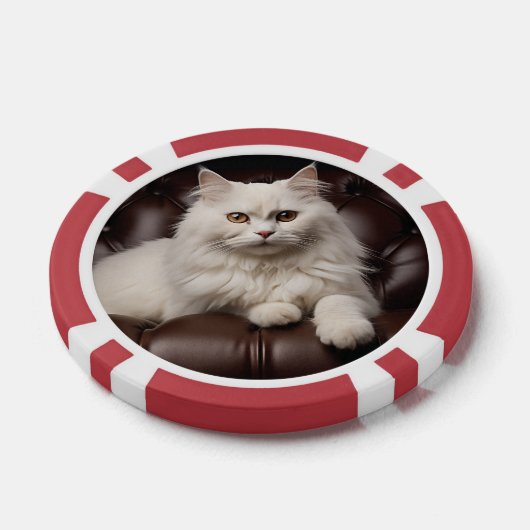 Majestueuze witte kat poker chips (Enkel)