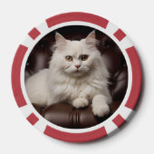 Majestueuze witte kat poker chips (Achterkant)