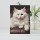 Majestueuze witte kat save the date (Staand voorkant)