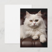 Majestueuze witte kat save the date (Voorkant / Achterkant)