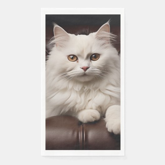 Majestueuze witte kat servet (Voorkant)