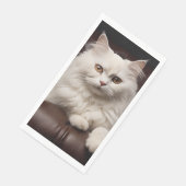 Majestueuze witte kat servet (Hoek)