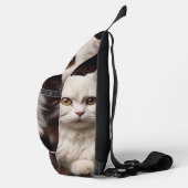 Majestueuze witte kat sling bag (Rechts)