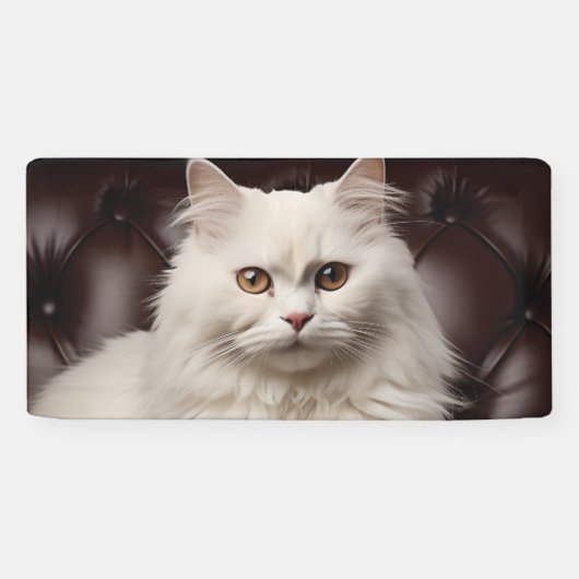 Majestueuze witte kat spandoek (Horizontaal)