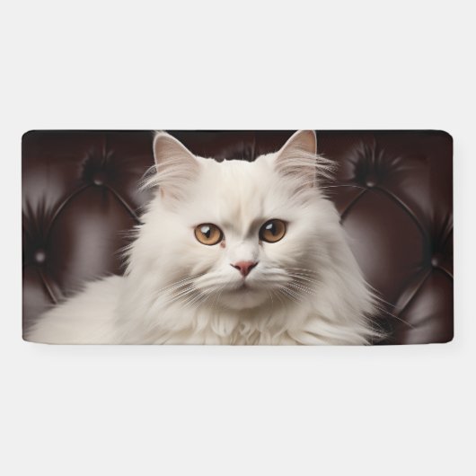 Majestueuze witte kat spandoek (Horizontaal)