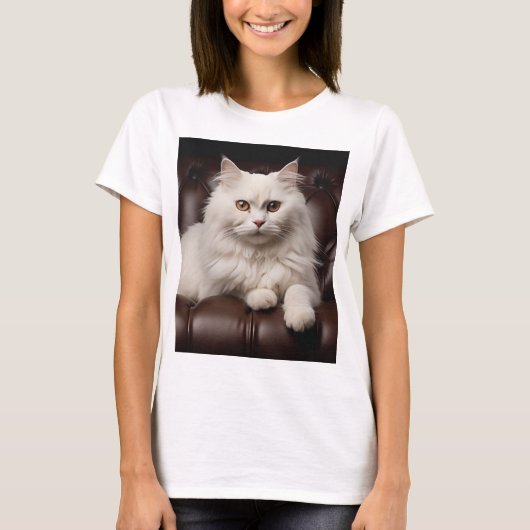Majestueuze witte kat t-shirt (Voorkant)
