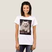 Majestueuze witte kat t-shirt (Voorkant volledig)
