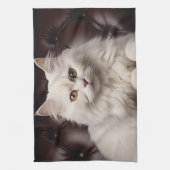 Majestueuze witte kat theedoek (Verticaal)