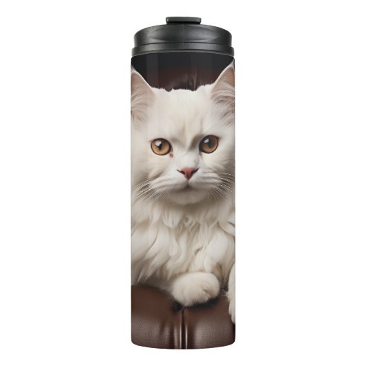 Majestueuze witte kat thermosbeker (Voorkant)