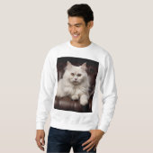 Majestueuze witte kat trui (Voorkant volledig)