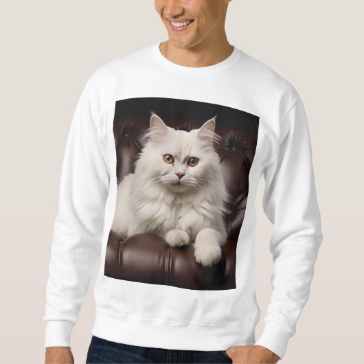 Majestueuze witte kat trui (Voorkant)