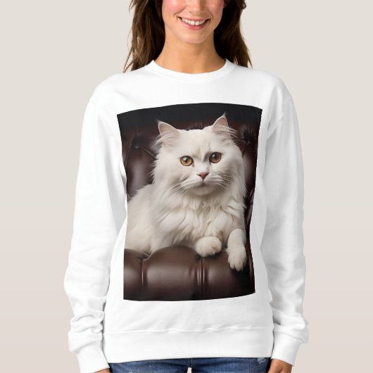 Majestueuze witte kat trui (Voorkant)