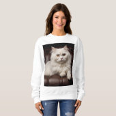 Majestueuze witte kat trui (Voorkant volledig)
