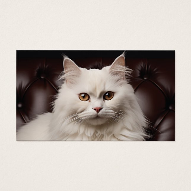 Majestueuze witte kat visitekaartje (Voorkant)