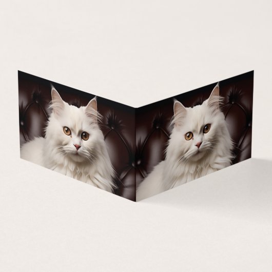 Majestueuze witte kat visitekaartje (Buitenkant)