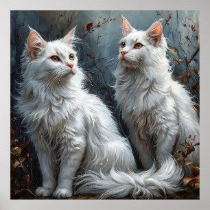 Majestueuze Witte Katten Kalmerend Huis Decoratie