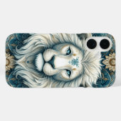 Majestueuze Witte Leeuw Blauwgroen Blauwe Bloemen Case-Mate iPhone Case (Achterkant (horizontaal))