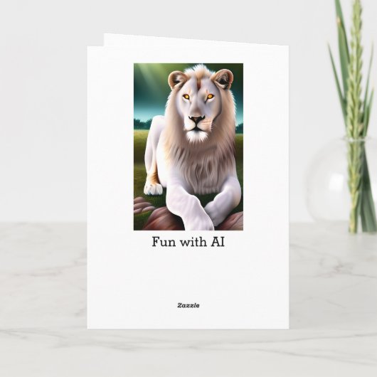 Majestueuze witte leeuw etherische kunst kaart (Achterkant)