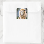 Majestueuze witte leeuw etherische kunst vierkante sticker (Tas)
