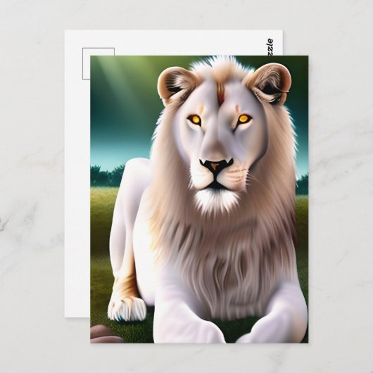 Majestueuze witte leeuw gouden ogen etherische kun briefkaart (Voorkant / Achterkant)