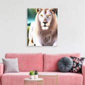 Majestueuze witte leeuw gouden ogen etherische kun canvas afdruk (Insitu (Woonkamer))