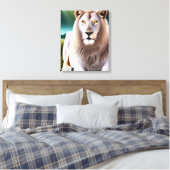 Majestueuze witte leeuw gouden ogen etherische kun canvas afdruk (Insitu (Slaapkamer))
