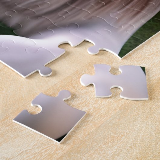 Majestueuze witte leeuw gouden ogen etherische kun legpuzzel (Zijkant)