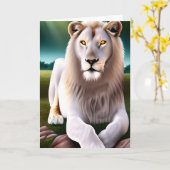 Majestueuze Witte Leeuw Gouden Ogen Ethische Kunst Kaart (Gele Bloem)