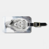 Majestueuze Witte Leeuw in Winter Wonderland Desig Bagagelabel (Voorkant horizontaal)